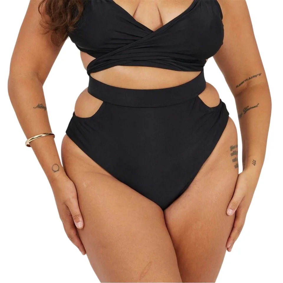 Brave Soul Dames/Dames Gestreept Hoog Taille Bikini Broekje (Zwart), foto 2