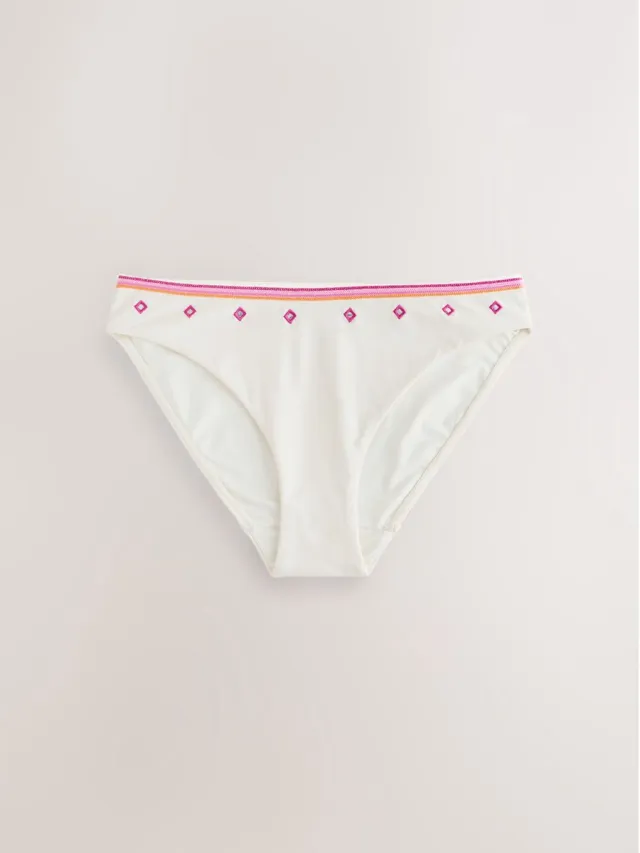 Next Dames - Hoog opgesneden bikinibroekje versierd met lovertjes - Crème Cream/Pink