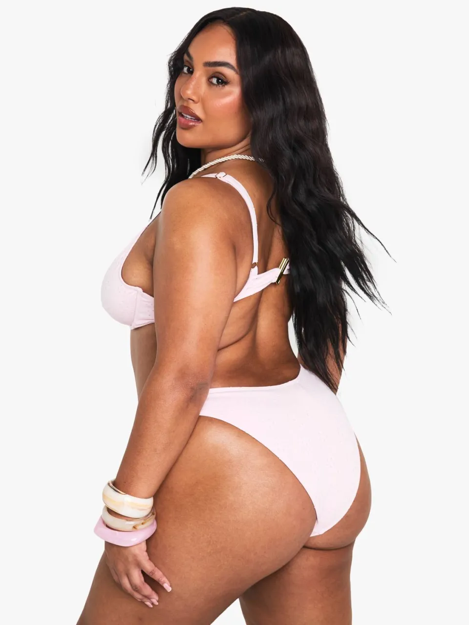 boohoo Dames PLUS BRODERIE BEUGEL BIKINI SET baby roze, foto 2