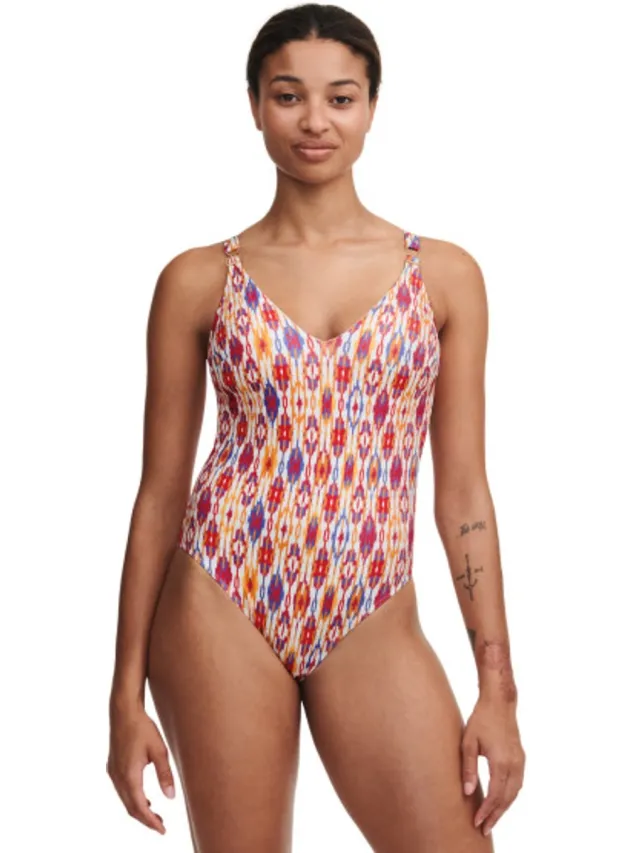 Chantelle Devotion - badpak zonder beugel - red ikat - C12SUF Rood