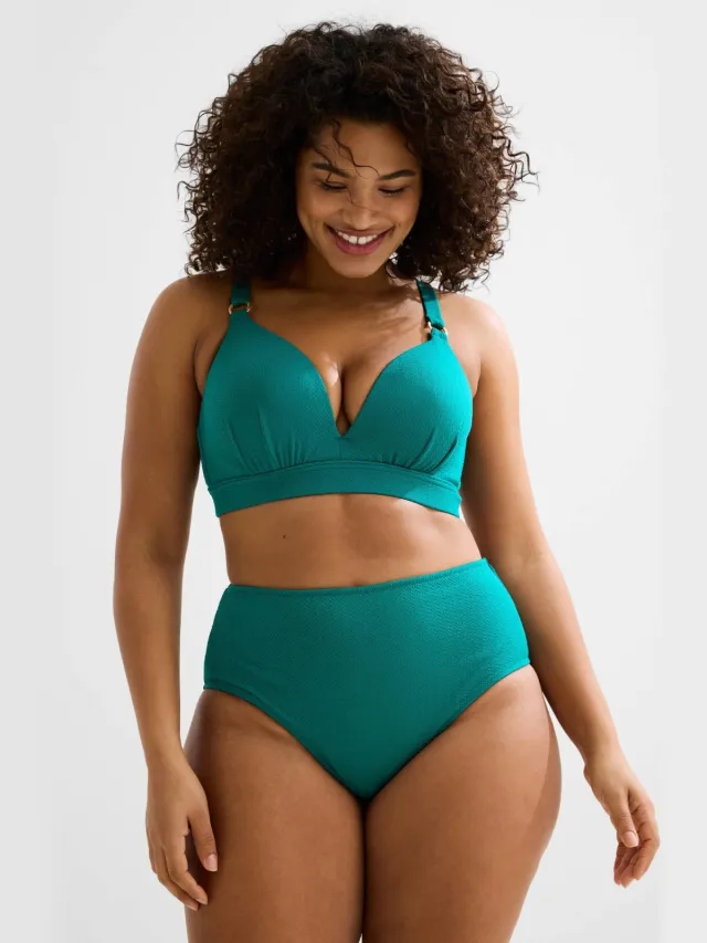BEACHWAVE Curve high waist bikinibroekje met textuur groen