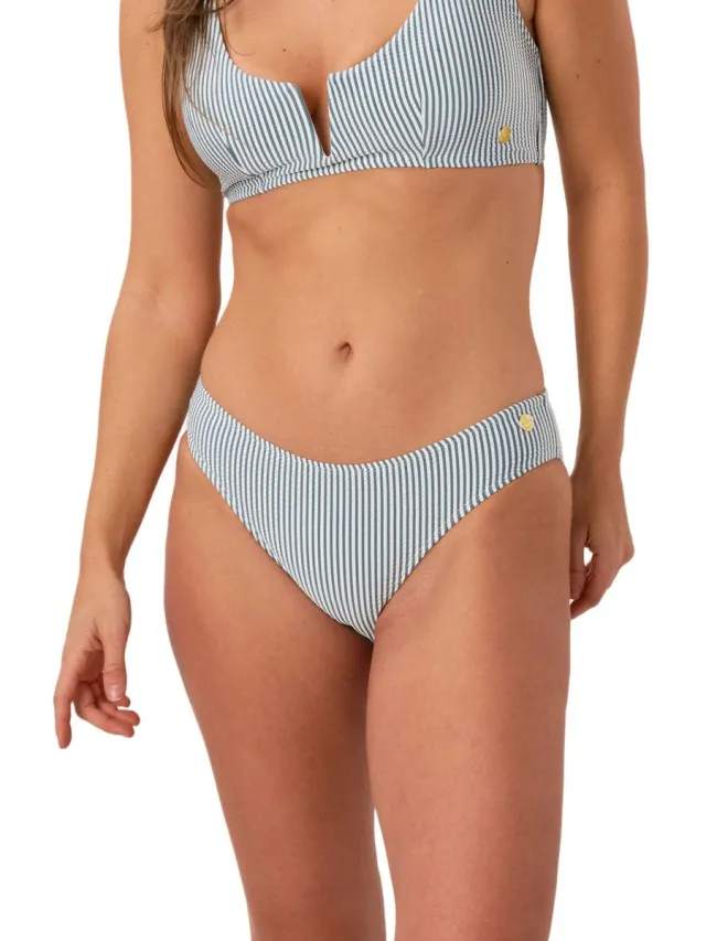 Seaside Seersucker Bikinibroek voor dames – Sage Green Stripe