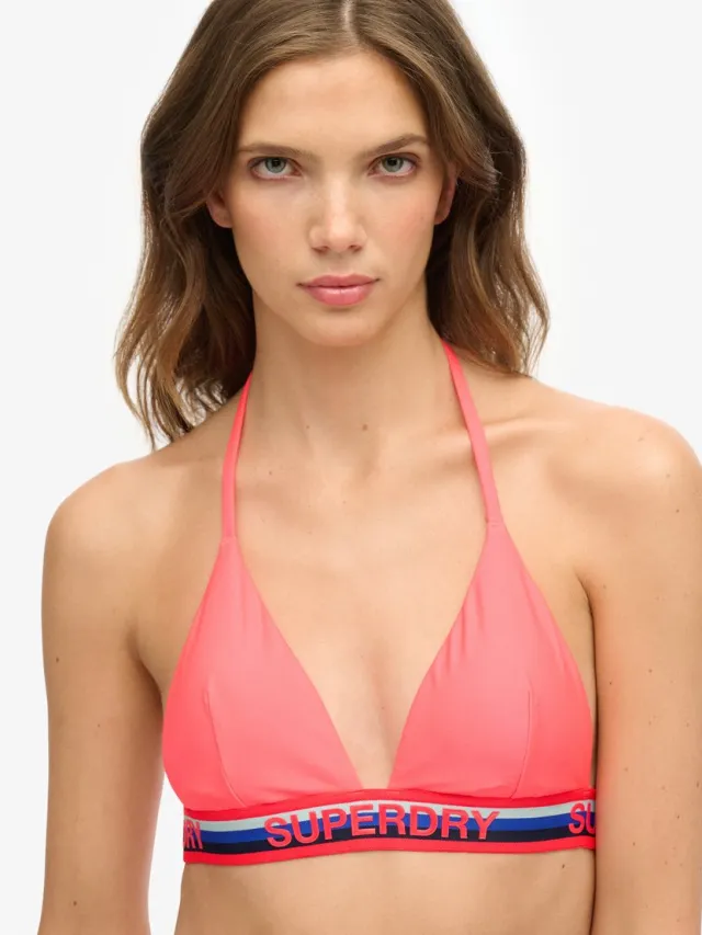 Superdry Gestreepte triangelbikinitop - Dames - Badpakken Hyper Fire Pink