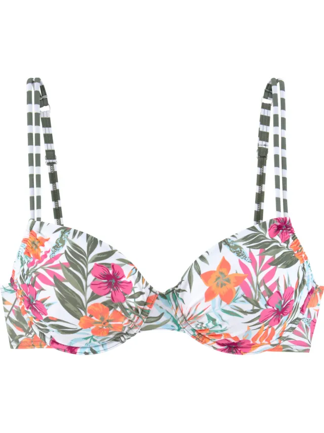 Beugelbikinitop wit met bloemenprint, foto 2