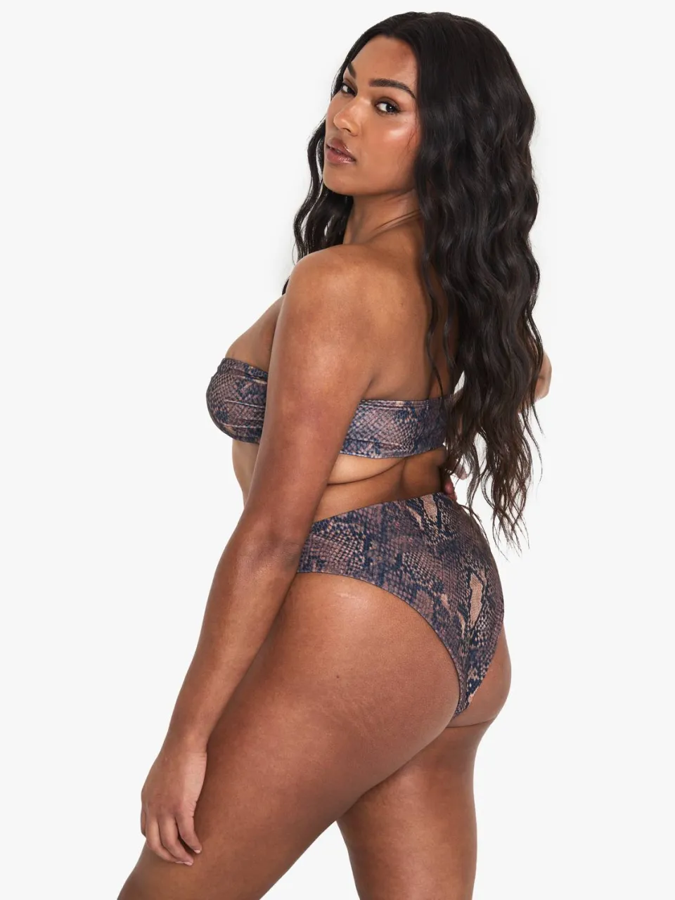 boohoo Dames Plus Snake Print Hoge Taille Bikini Broekjes slangenprint, foto 2