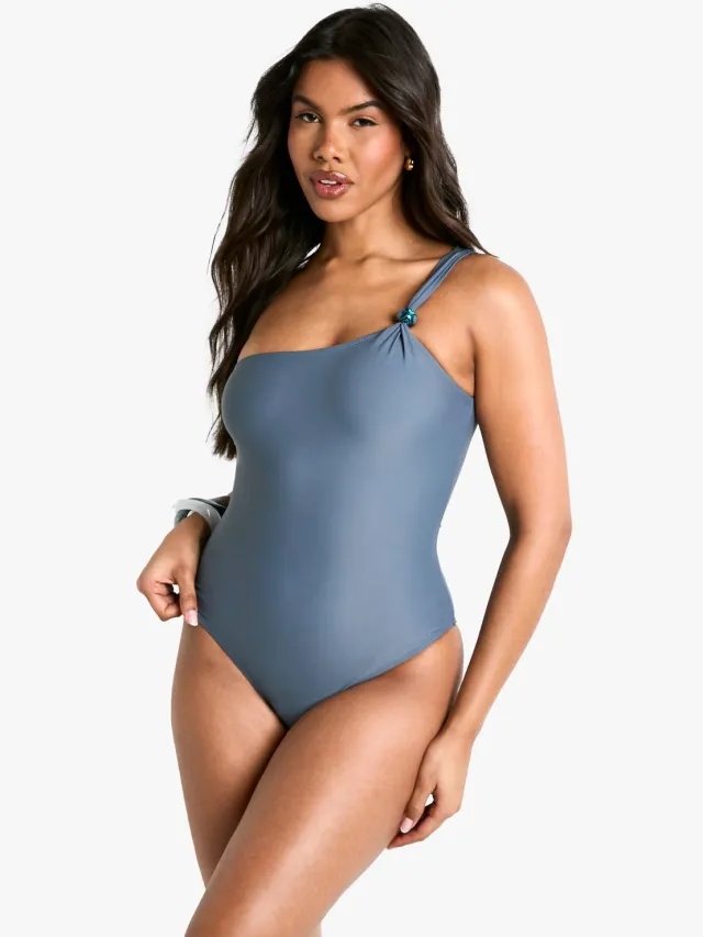 boohoo Dames Badpak met kralen op een schouder Leisteen