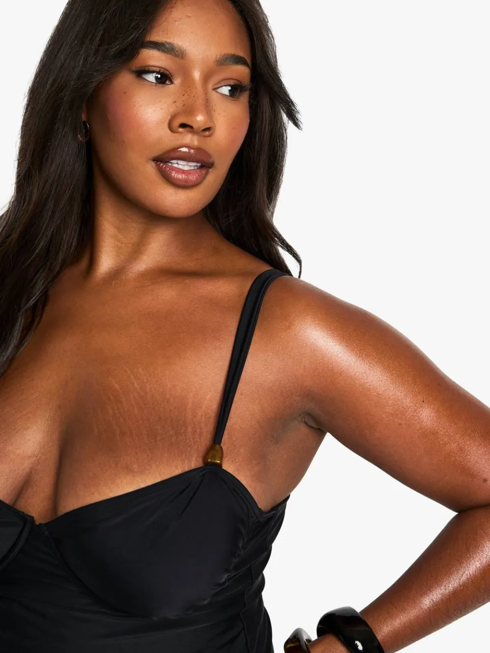 boohoo Dames PLUS BADPAK MET HARSAFWERKING zwart, foto 4