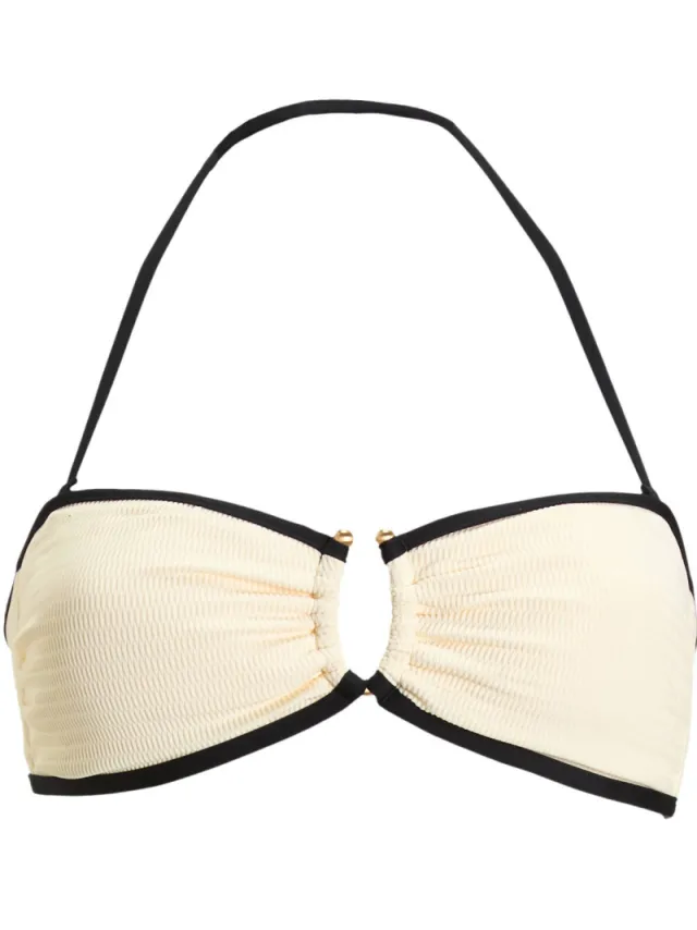 Seafolly Beach Bound bandeau bikinitop ecru/zwart, foto 2