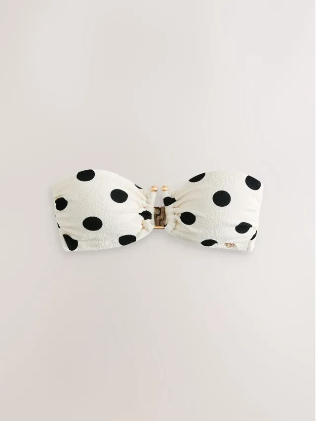 Next Dames - Bandeau-bikinitop zonder beugel - Wit White/Black Polka Dot
