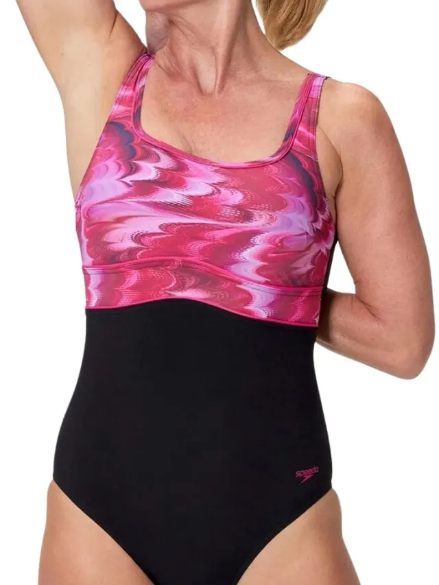 Speedo New Contour Eclipse Badpak Dames zwart - roze