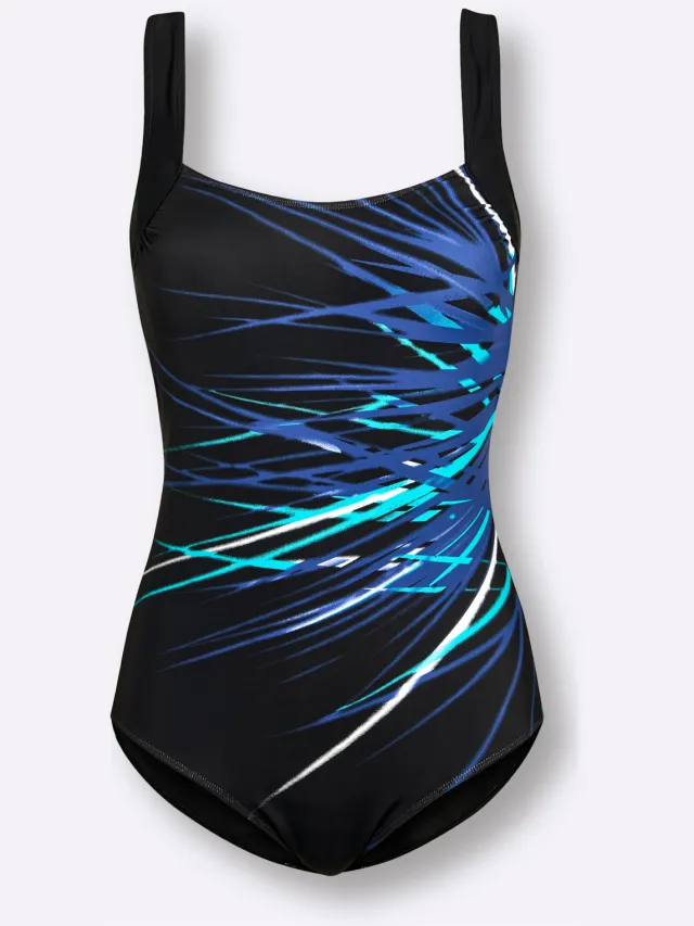 badpak zwart met blauwe print, foto 2