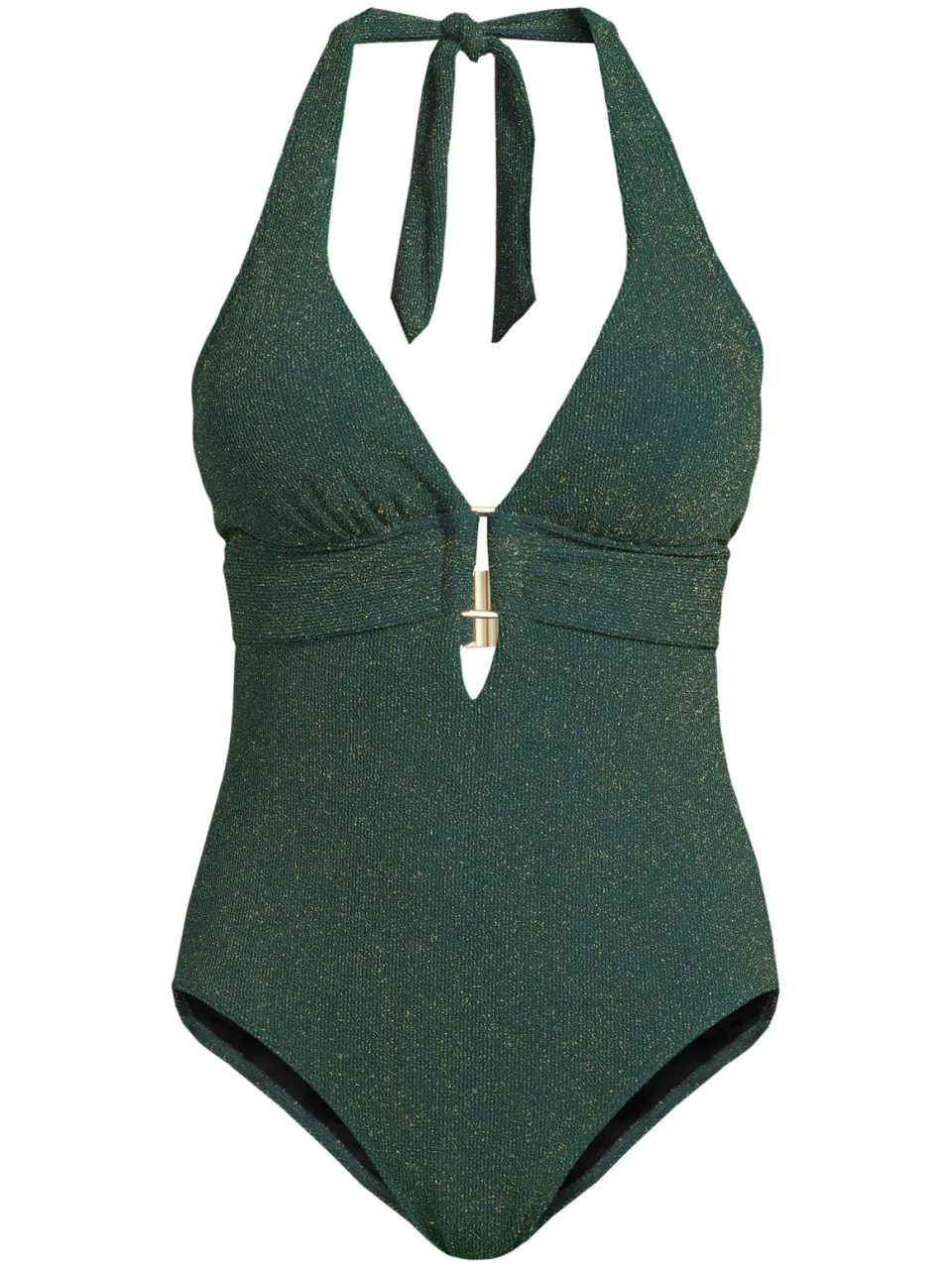 BEACHWAVE seersucker corrigerend badpak met lurex groen, foto 2