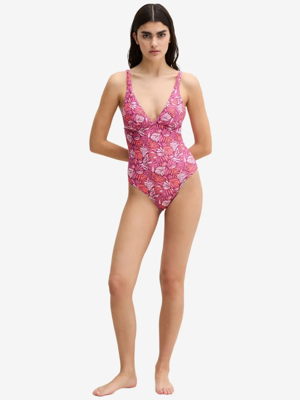 Marc O'Polo Vrouwen Badpak Abstract Leaf Paars