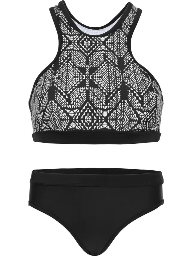 La V Bikini sport basic black square170-176 Zwart -wit