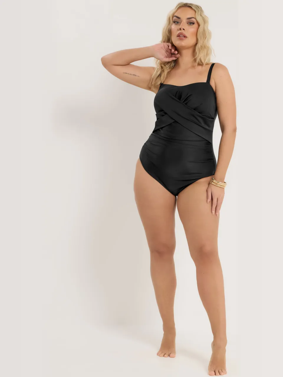 Yours Zwart Bandeau Crossover Super Sculpt Badpak, foto 2