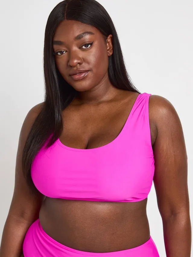 boohoo Dames Plus Essentials Schepvormige Bikini Top Fuchsia