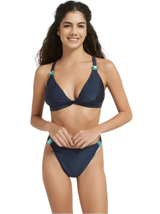 Be You Bikinibroekjes met versieringen voor dames (Marine) Marineblauw