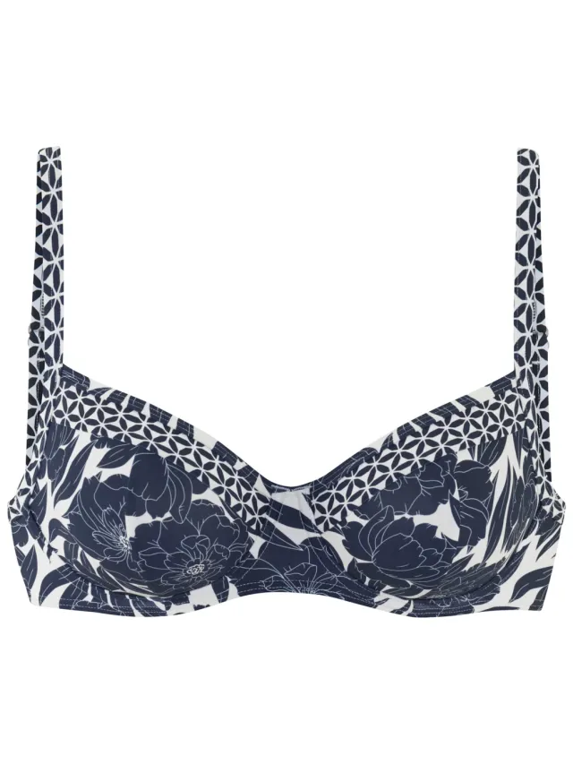 beugelbikinitop marineblauw bloemenprint, foto 2