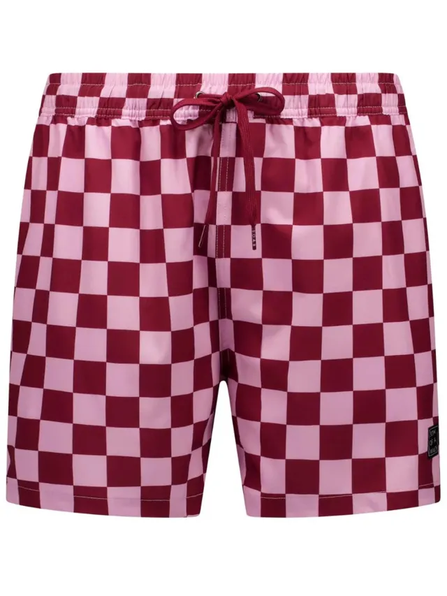 Son of a Beach Check Red Pink Heren Zwembroek - Rood/Roze