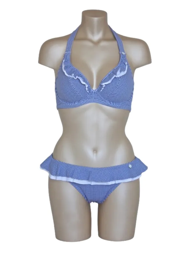 Freya Kansas - Halter Bikini Set - Maat Top 70H + Slip Maat S ( 36H + S ) wit / blauw