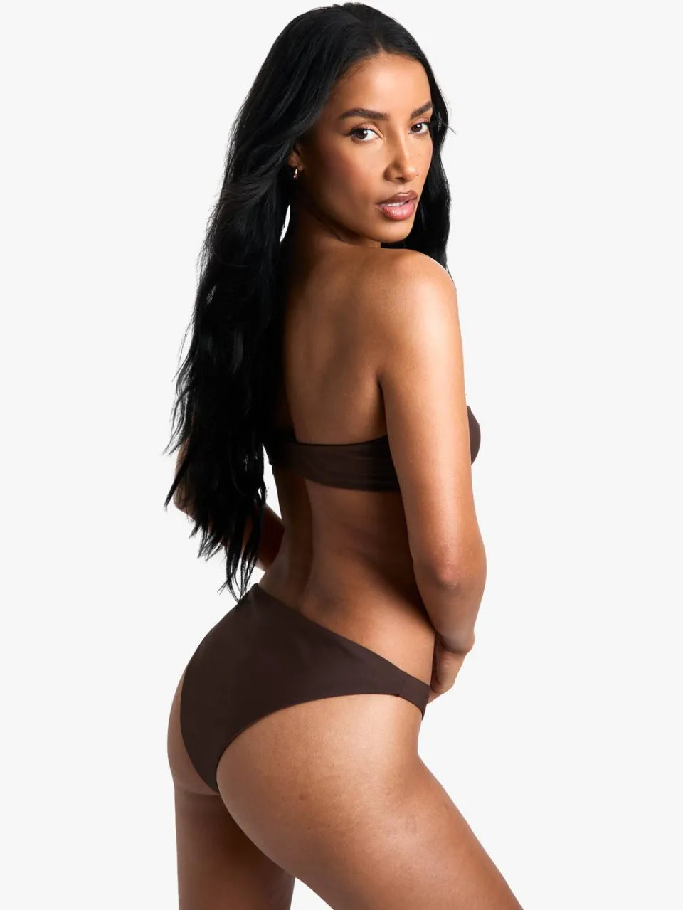boohoo Dames Petite Swimwear Essentials Bikini Brief chocoladebruin, foto 2