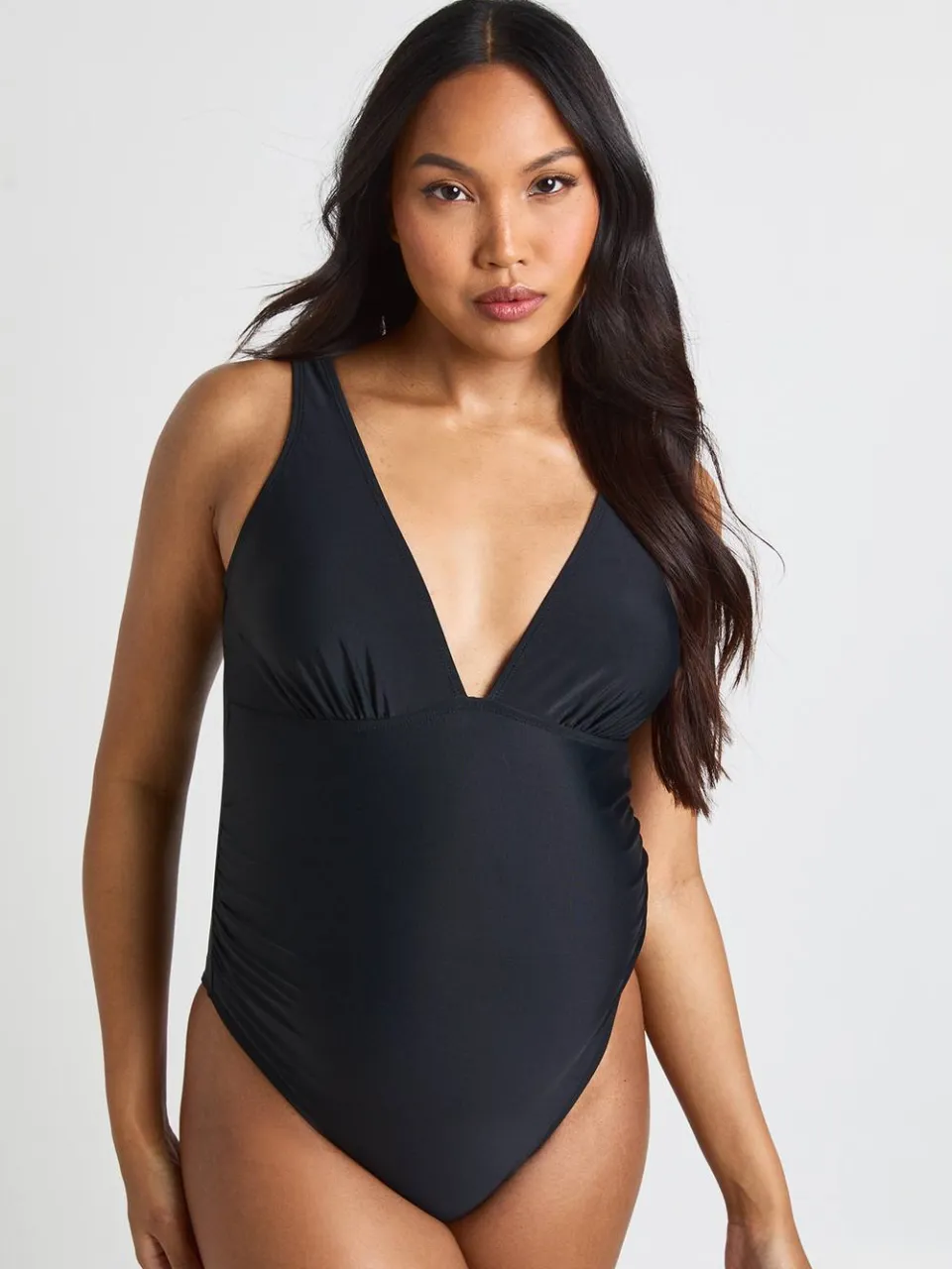 boohoo Dames Zwangerschaps Badpak Met Diepe Hals zwart, foto 3