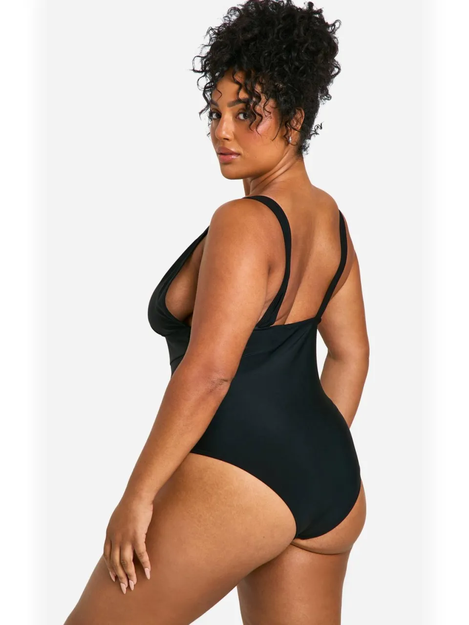 boohoo Dames Plus Tummy Control V-hals Badpak zwart, foto 3