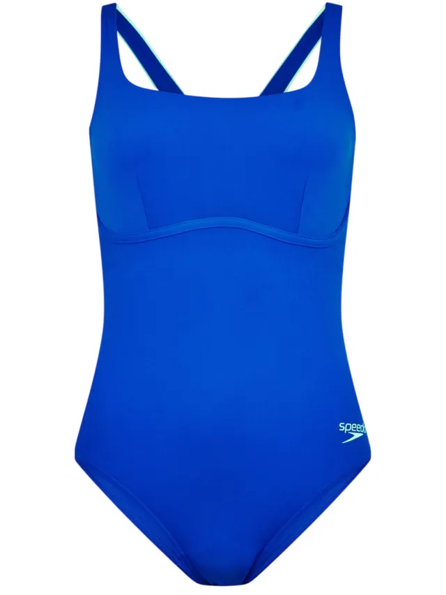 Speedo Dames-eendelig zwempak met elastische band, normale pasvorm (Lagune Blauw)