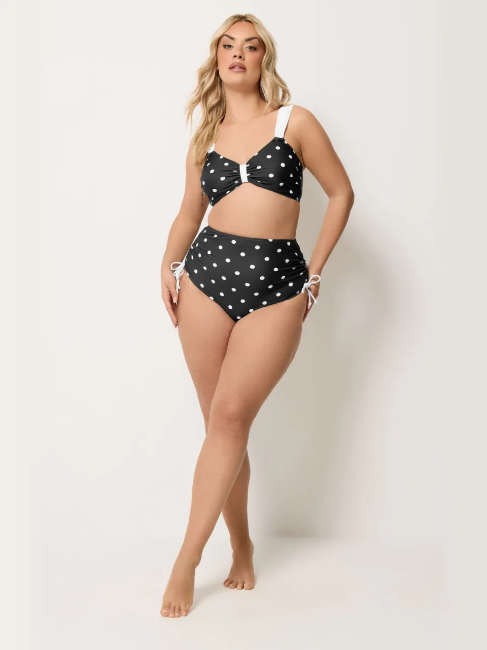 Yours Zwarte Bikinislip Met Hoge Taille En Stippen Black