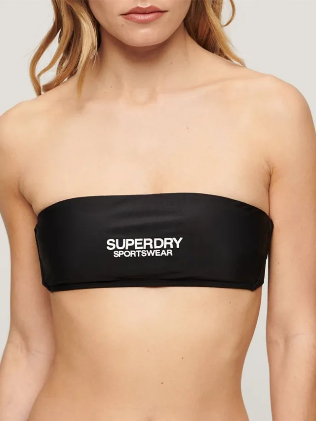 Superdry Logo Bandeau Bikinitop Zwart S Vrouw black
