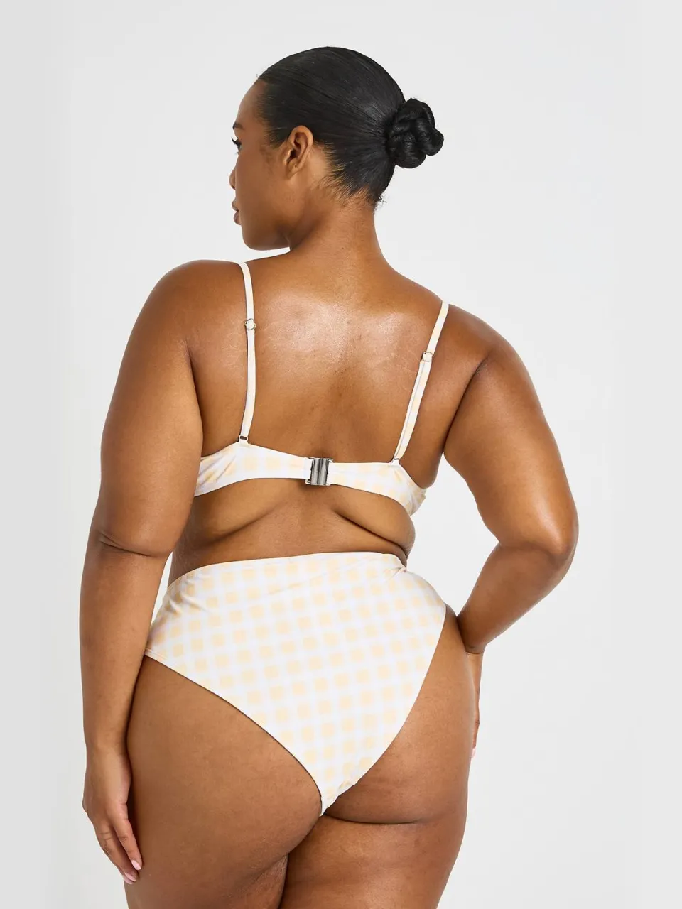 boohoo Dames Plus Geruite Beugelbikini Top En Hoge Taille Bikinibroekje oranje, foto 2