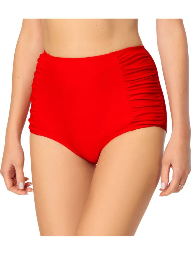 Bellivalini Dames Zwembroek - Bikinibroekje - Elastische tailleband - Polyamide & Elastaan – Rood – XS - BLV-BLV50-284-SL