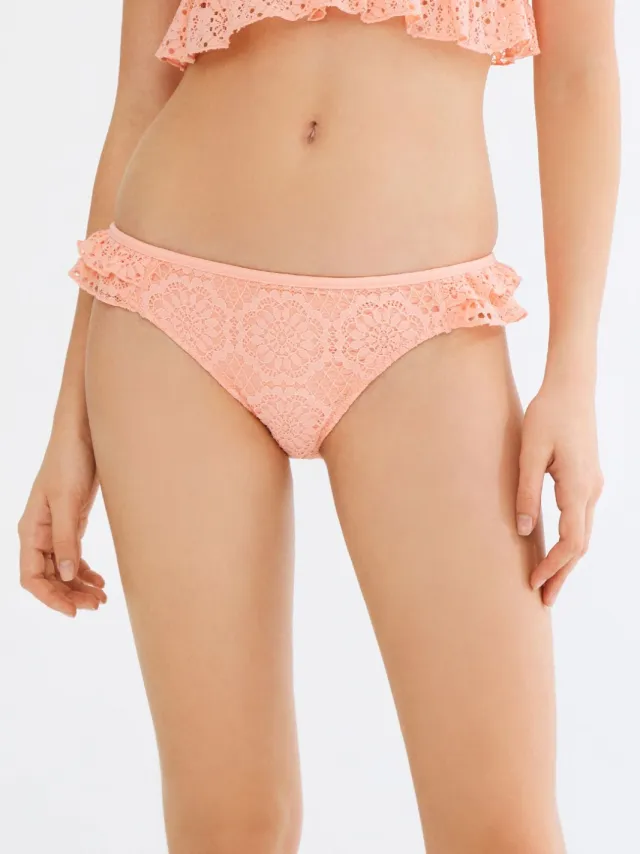 Penti Gestructureerde Lage Heup-Bikini Slip Oranje