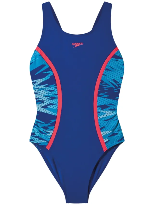 Speedo Hyperboom Splice Muscleback badpak blauw Donkerblauw/turquoise
