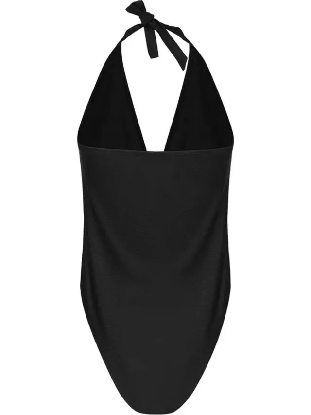 YW YEHWANG Zwart Badpak Gouden Strepen - Dames Badpakken - V Hals & Cut-out - Gouden Details - Trendy Badpak - Zwart