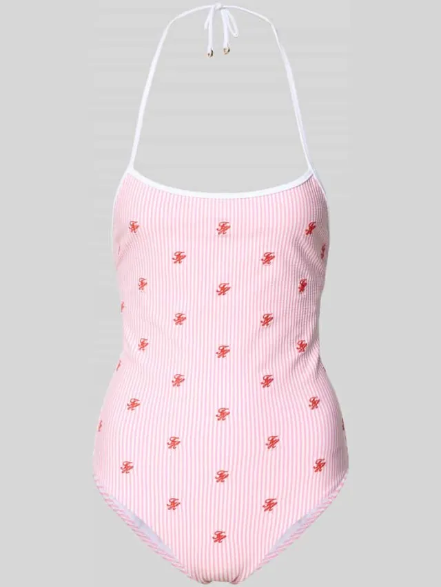 Tommy Hilfiger badpak met halter roze, foto 2