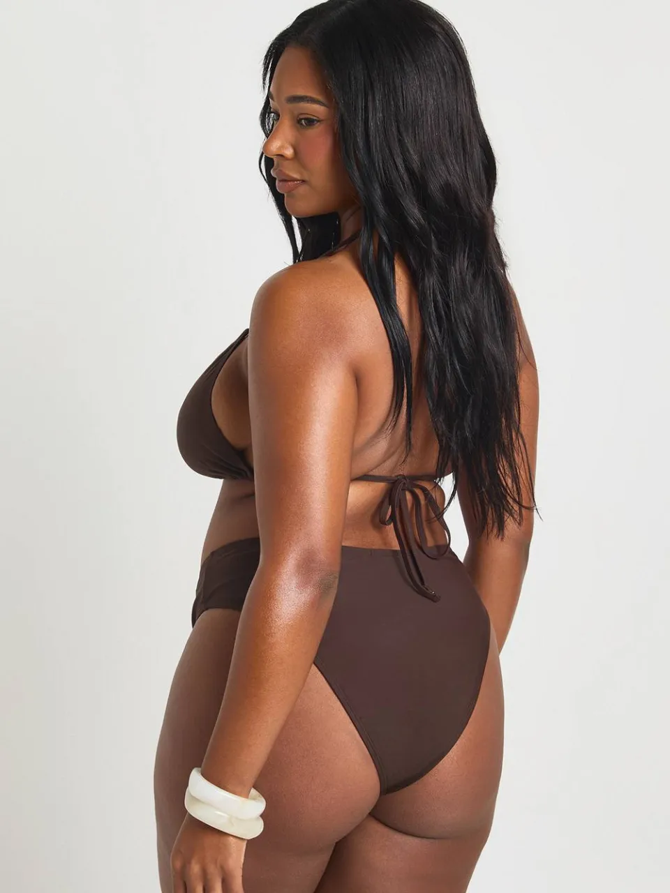 boohoo Dames Plus Essentials Driehoek Bikini Top chocoladebruin, foto 2