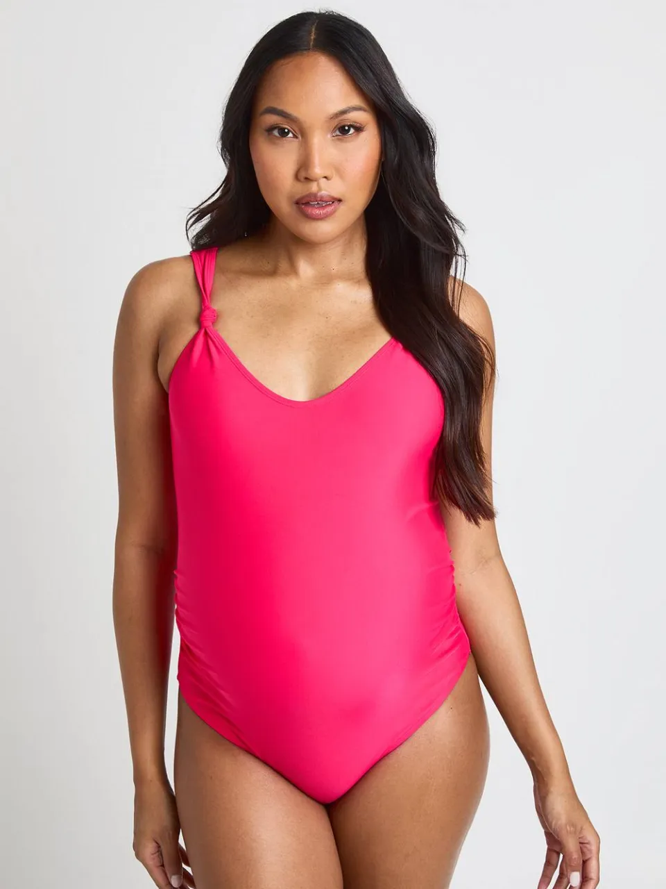 boohoo Dames Zwangerschaps Badpak Met Knoopdetail felroze, foto 3