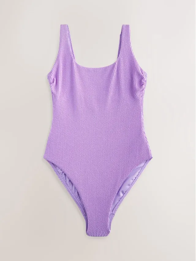 Next Dames - Buikbedekkend badpak met ruime ronde hals - Paars Lilac Purple
