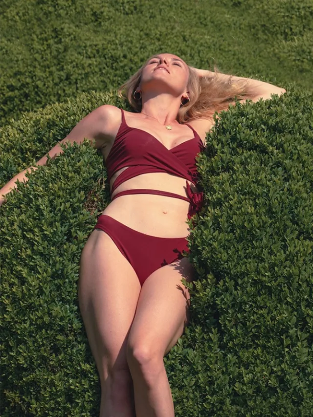 Anekdot dames vegan Bikini Set Lin Skyline Slim Merlot Rood Donkerrood