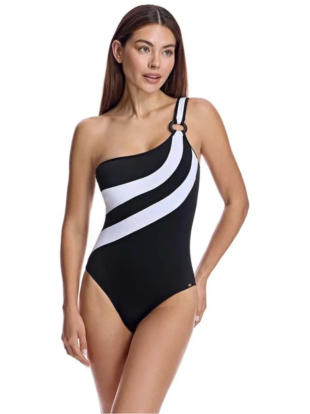 Ory W251611 badpak zwart met wit Multicolour
