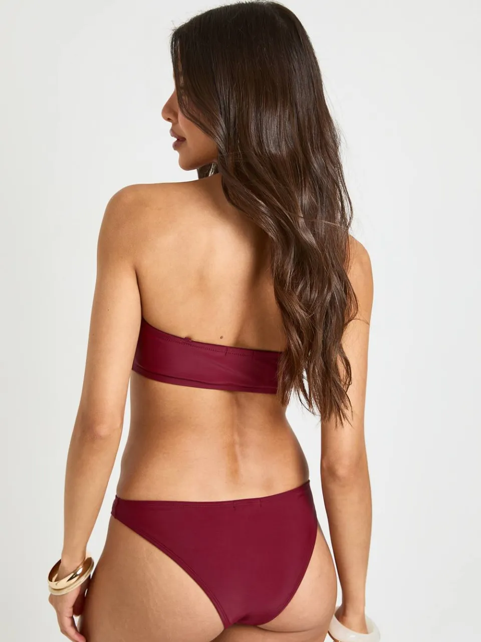 boohoo Dames Bikiniset Met Decoratief Detail, Plunge Top En Slip bordeaux rood, foto 2