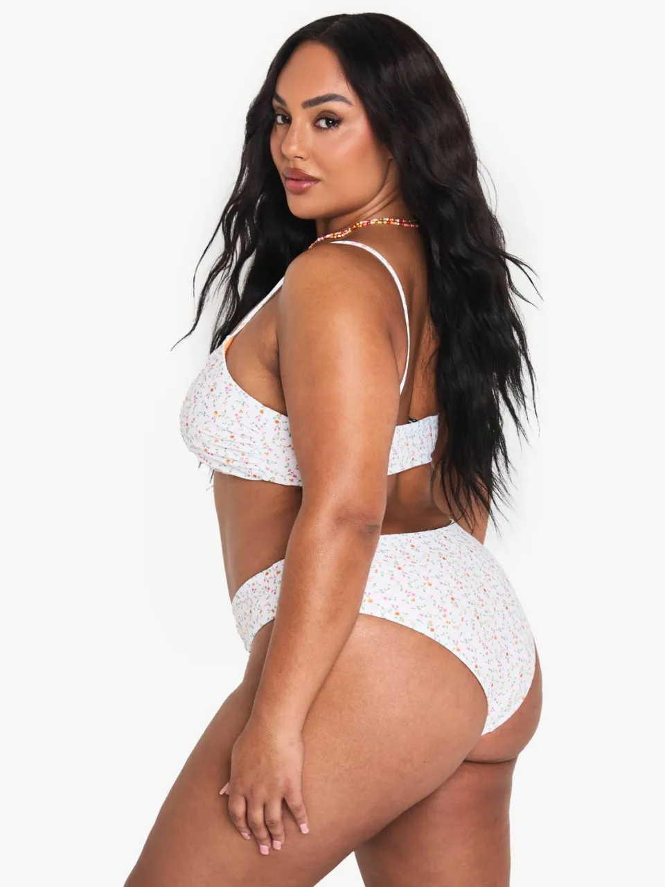 boohoo Dames Plus Ditsy Floral Driehoekige Bikini Top oranje, foto 2