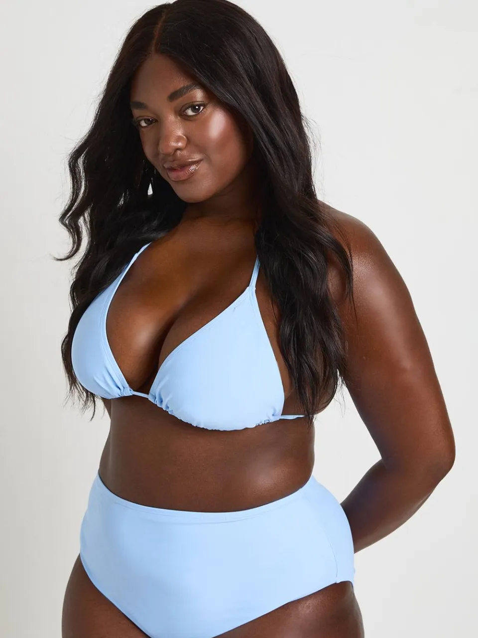 boohoo Dames Plus Essentials Hoge Taille Bikinibroekje blauw, foto 3