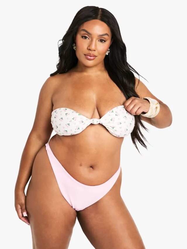 boohoo Dames Plus Swimwear Essentials String Bikini Onderstukken Roze