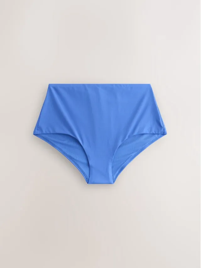 Next Dames - Bikinislip met hoge taille en hoge beenuitsnijding - Blauw Cornflower Blue