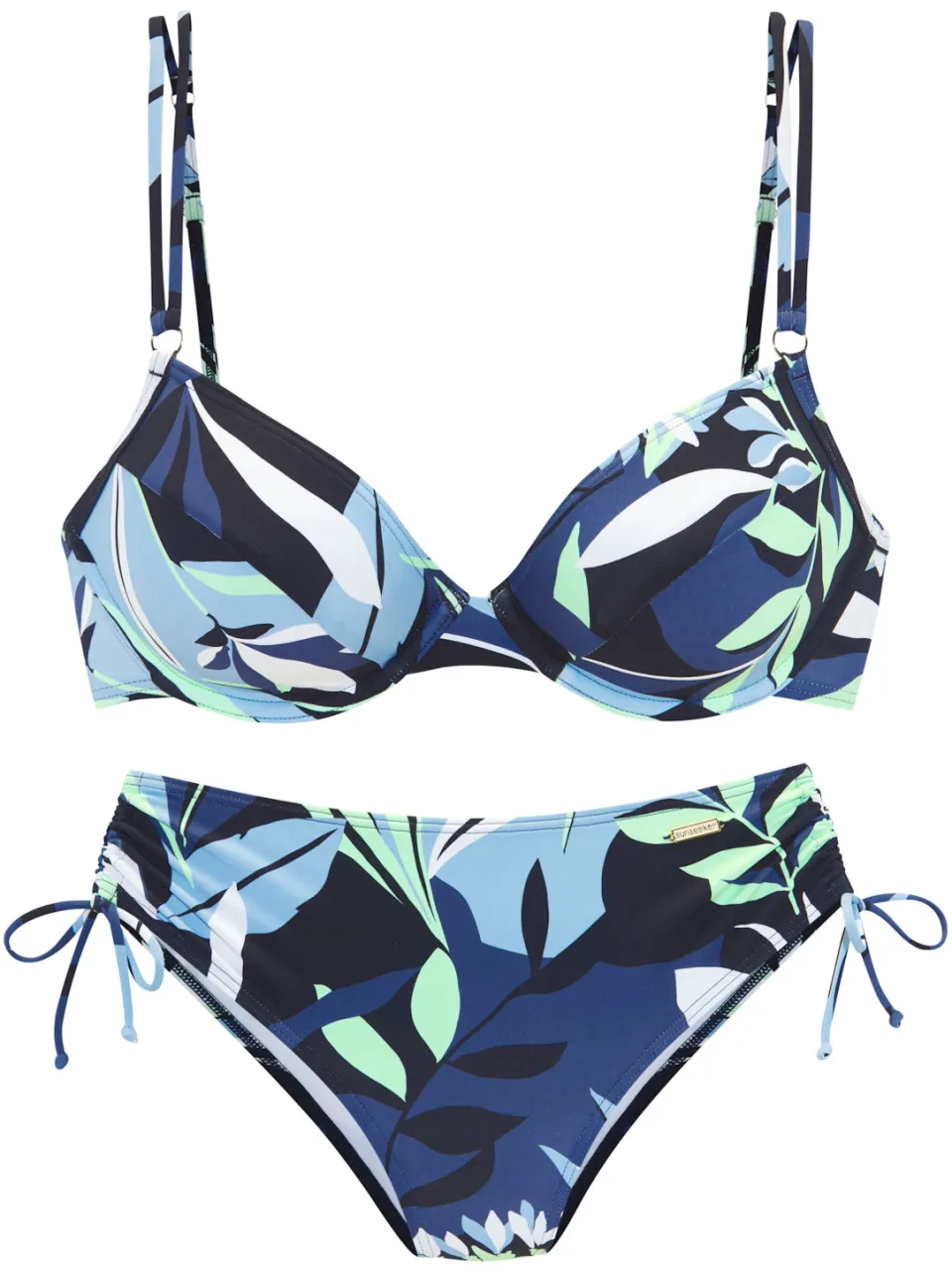 beugelbikini blauw met bladerprint, foto 2