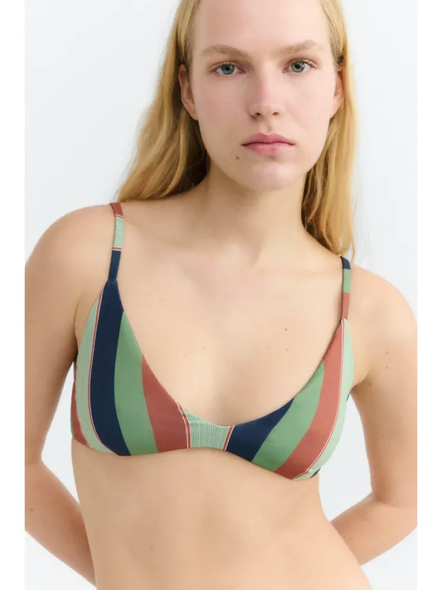 thinking mu dames vegan Bikinitop Positano Multicolor Gestreept donkerbruin, foto 2