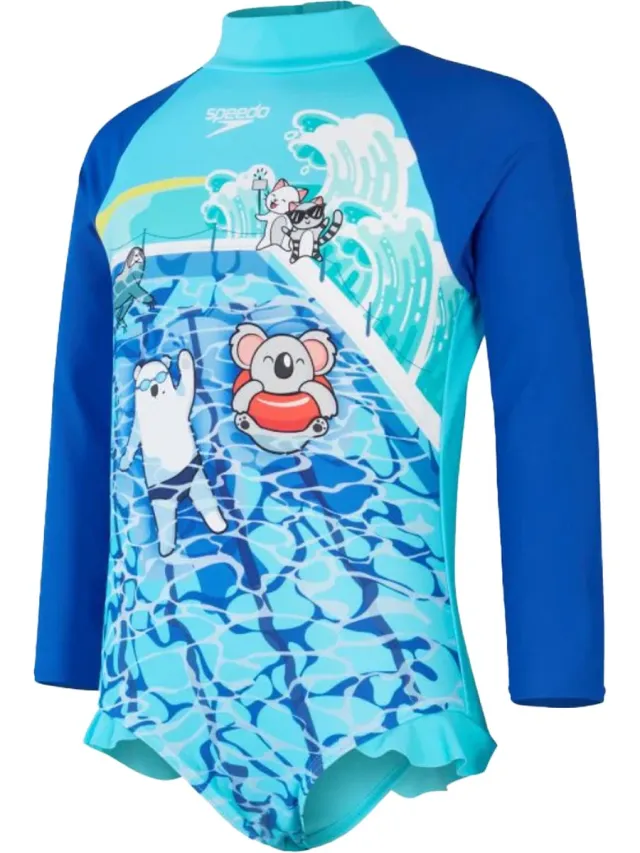 Speedo frill digital badpak in de kleur blauw.