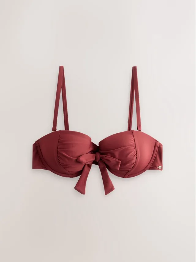 Next Dames - Bandeau-bikinitop met beugel en strik - Rood Berry Wine